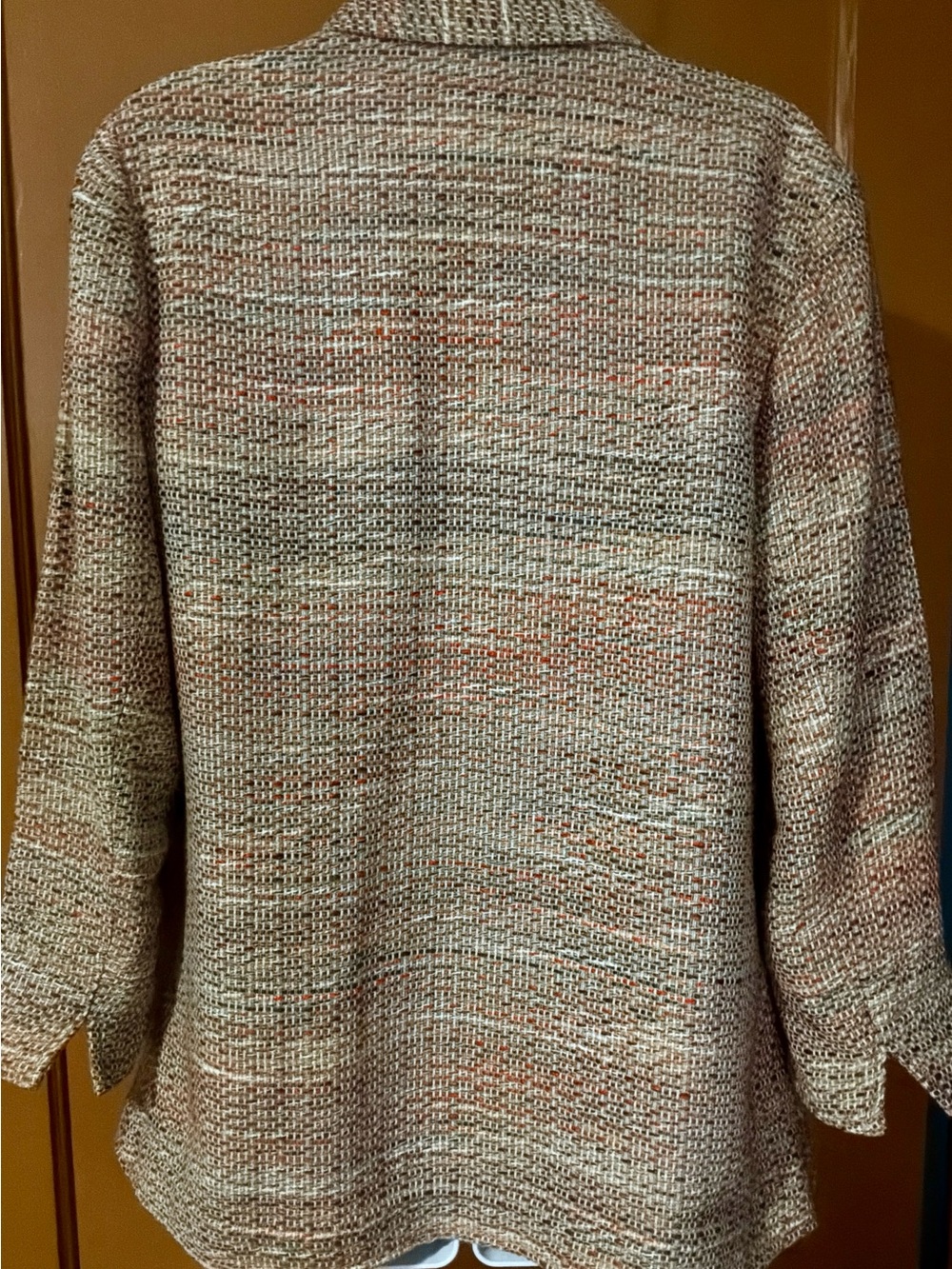 Coldwater Creek Open-Front Woven Jacket, Notched Cuffs, Rust/Brown, Tan - Picture 5 of 5